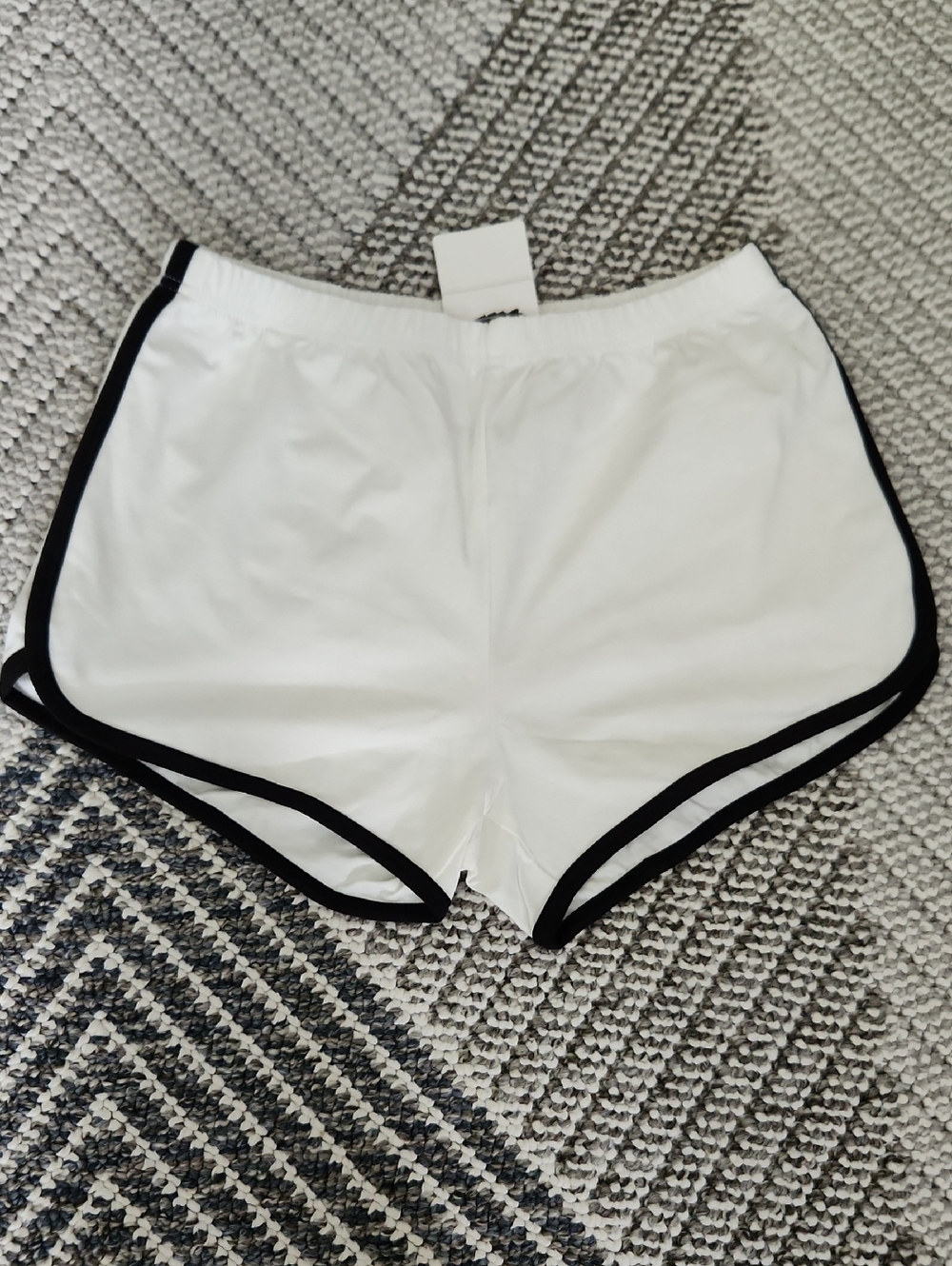 White Athletic Shorts with Black Trim